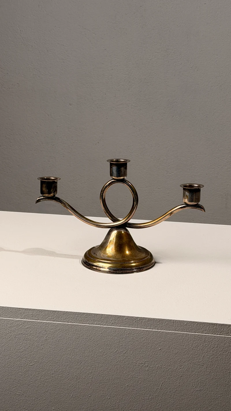 Silvered metal candelabrum, France, 20th century, Art Deco period.