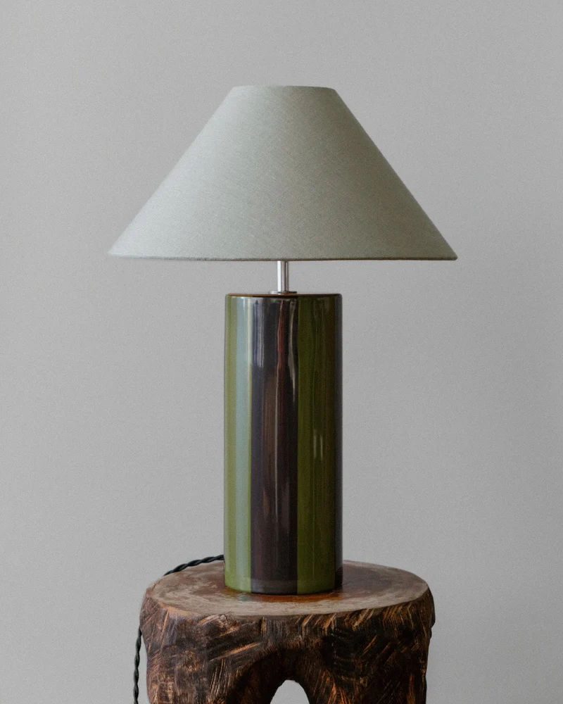 "Ombrellina" Earthenware Table Lamp - Dill Pickle & Faded Black