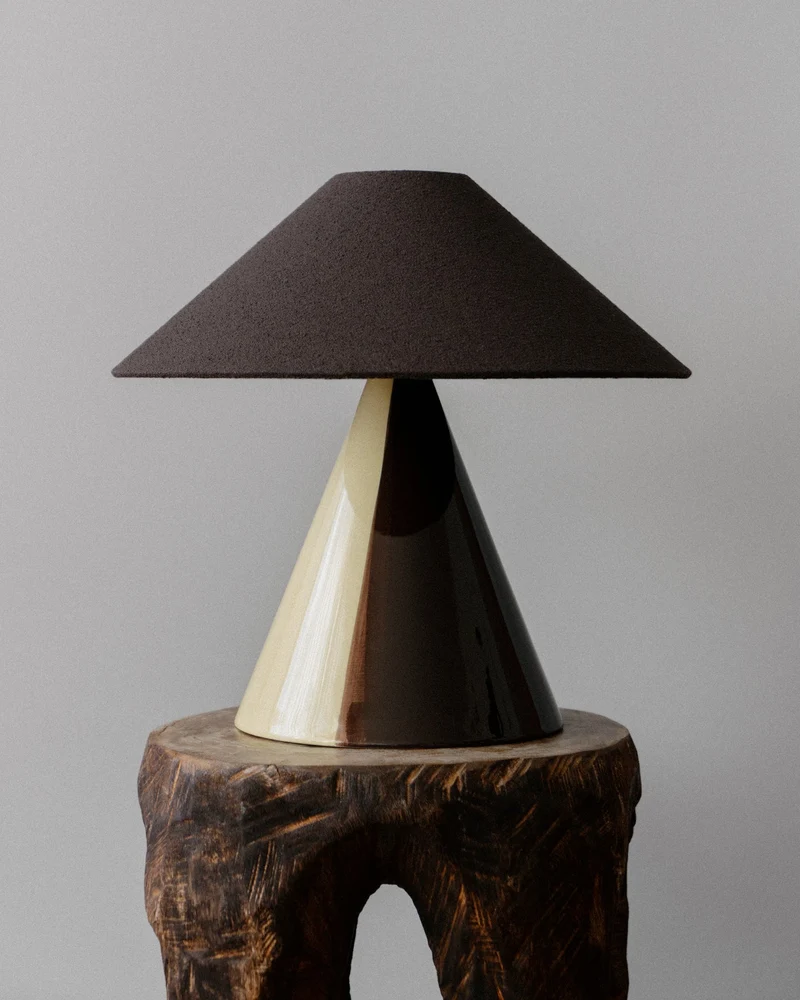 "Caterina" Earthenware Table lamp - Butter Ristretto