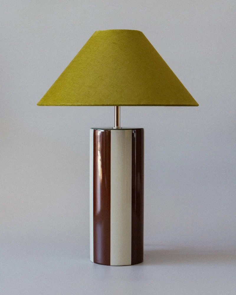 "Ombrellina" Earthenware Table Lamp - Chicory Coffee & Golden Olive