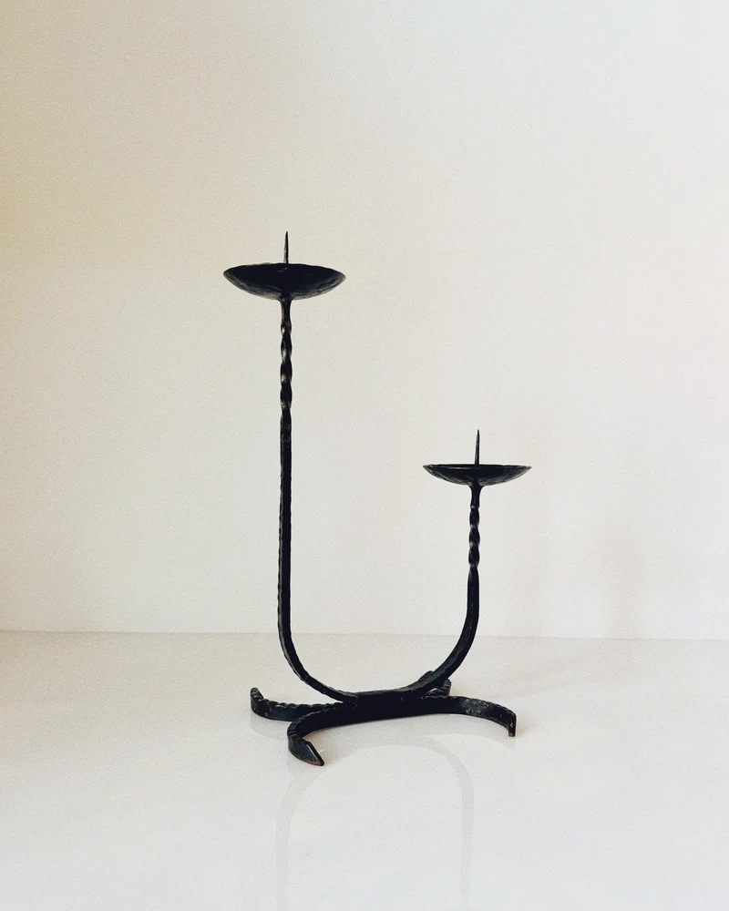 Forged Metal 2 Arm Candlestick, Poland