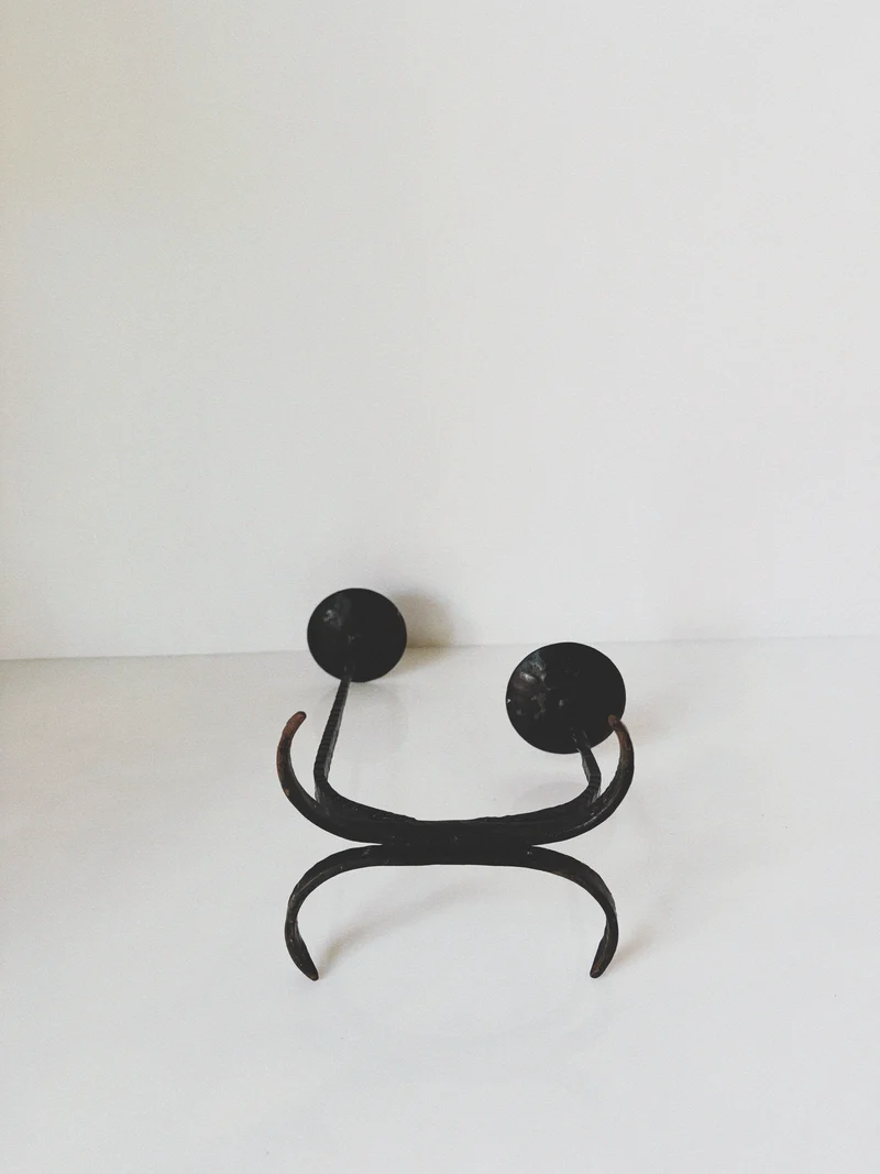 Forged Metal 2 Arm Candlestick, Poland