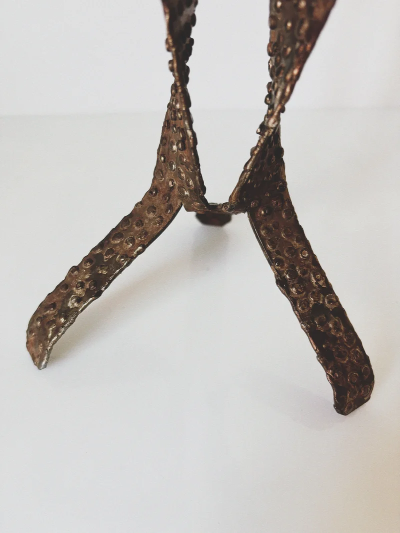 Textured Metal 2 Arm Candlestick, Poland