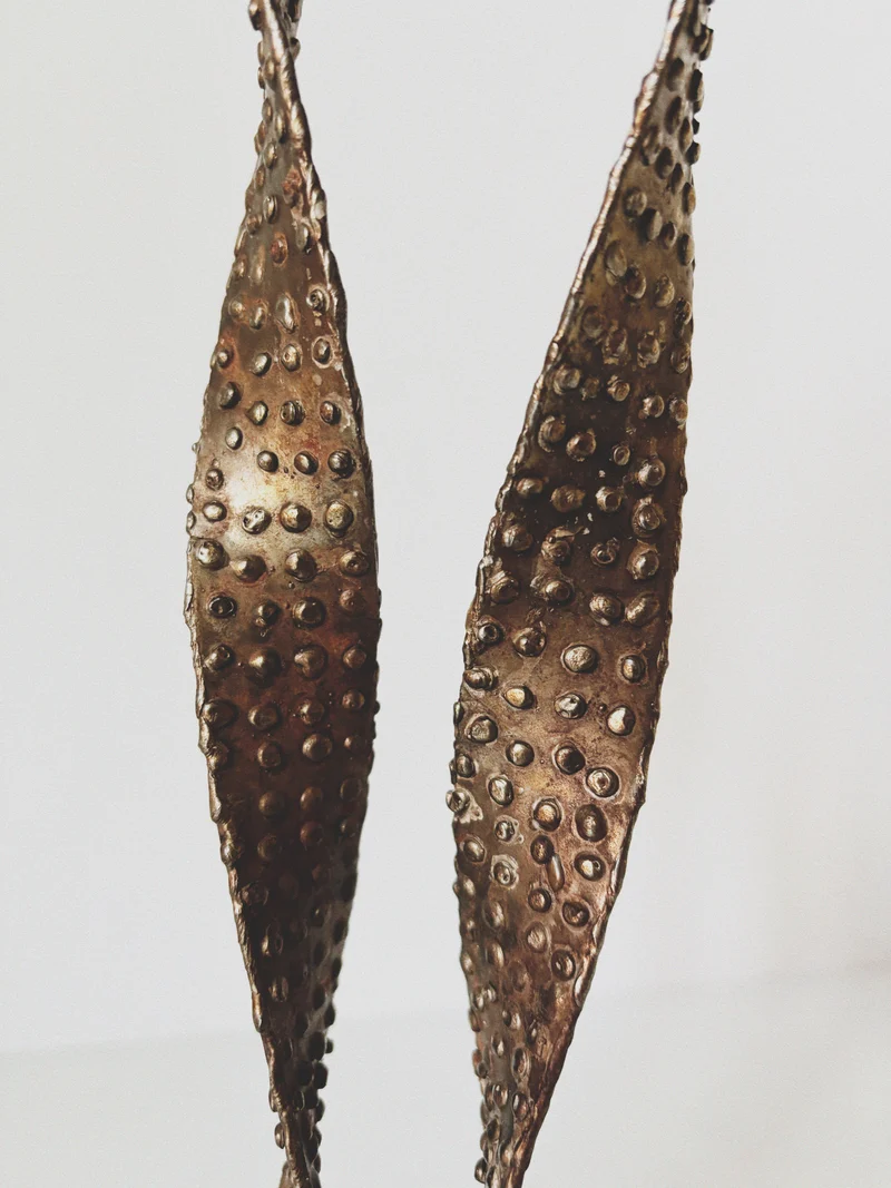 Textured Metal 2 Arm Candlestick, Poland