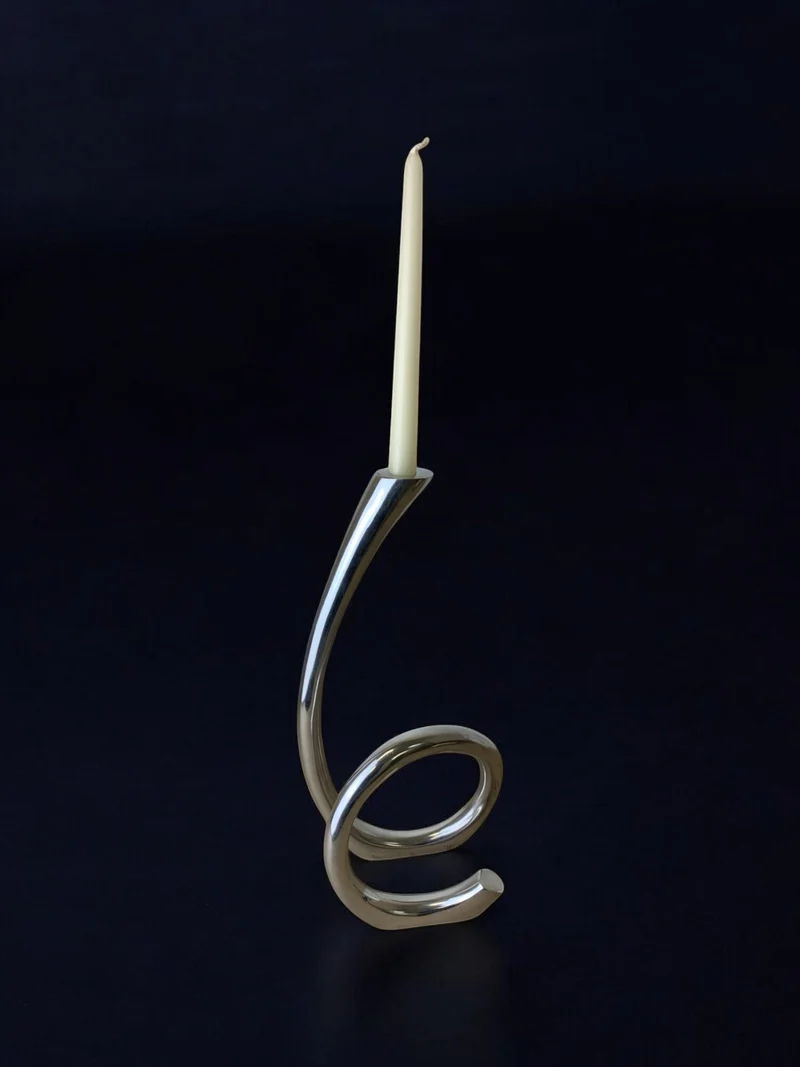 Biomorphic Candleholder, Solid Aluminum, Spain, circa 1970's