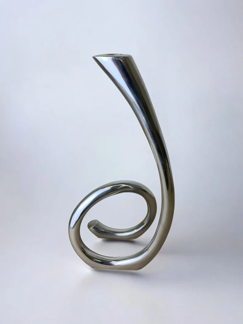 Biomorphic Candleholder, Solid Aluminum, Spain, circa 1970's