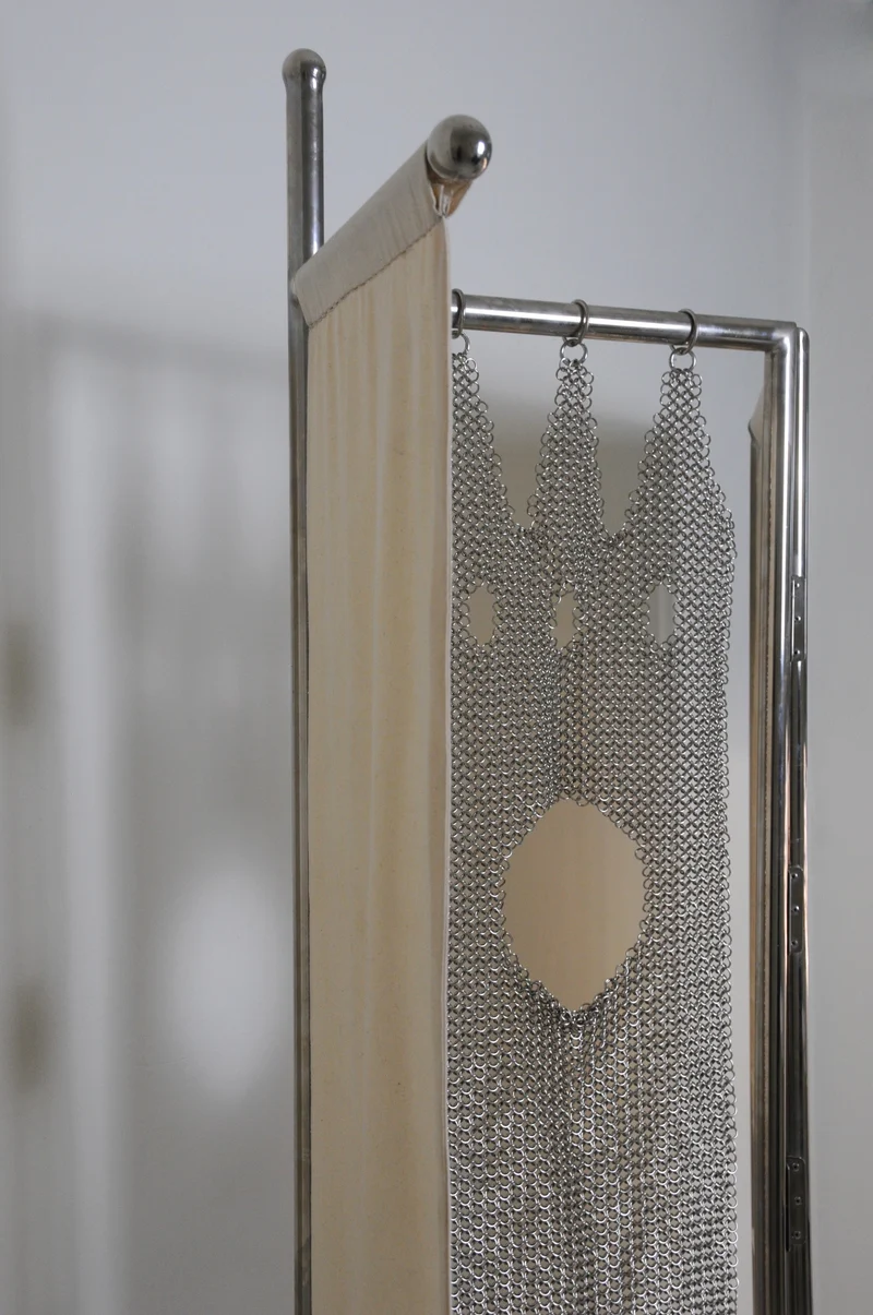 Gonfalon Paravent, Room Divider in Textile and Metal
