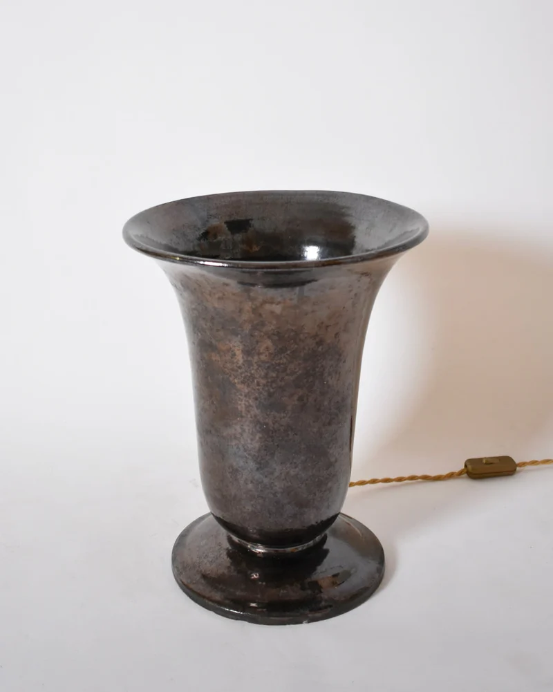 Vintage Vallauris Large Basin Ceramic Table Lamp, 1940s