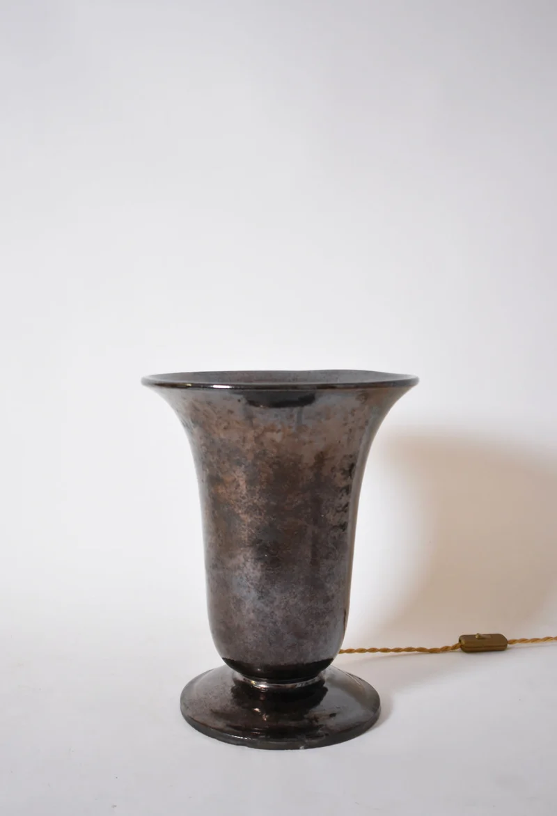 Vintage Vallauris Large Basin Ceramic Table Lamp, 1940s