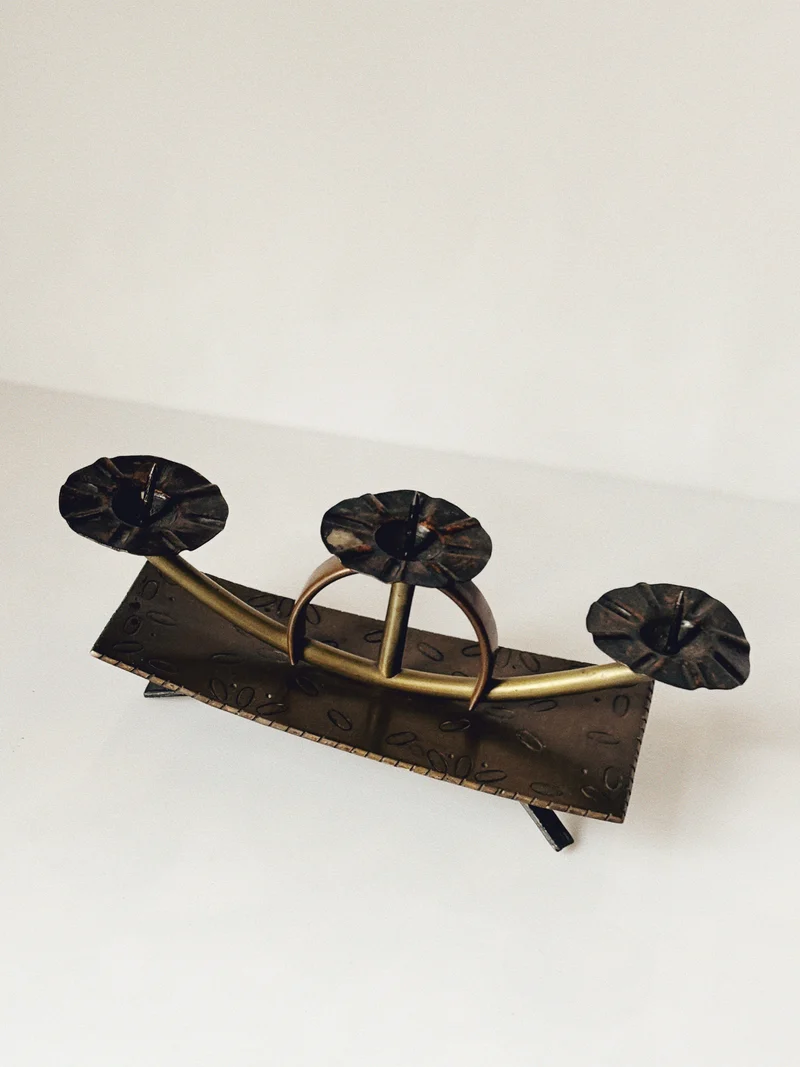 3 Arm Handmade Mid Century Candlestick, Poland