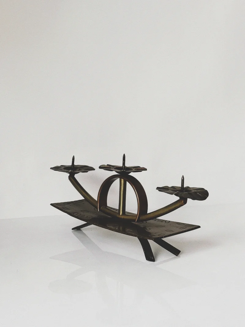 3 Arm Handmade Mid Century Candlestick, Poland
