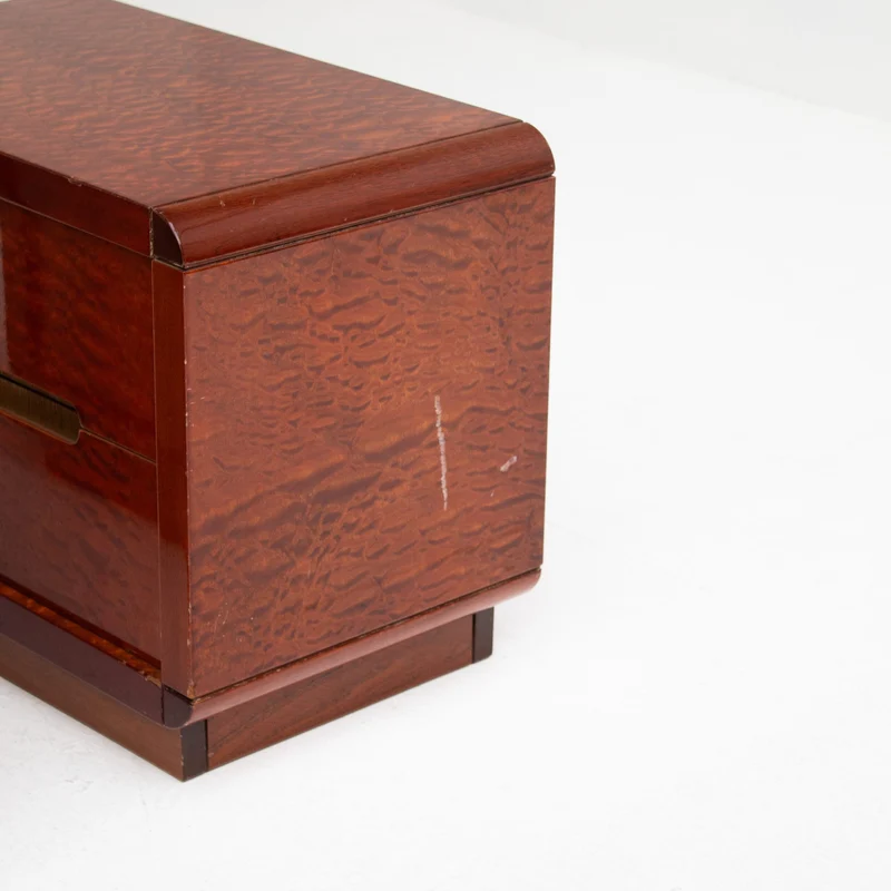 Italian Nightstands in Wood and Brass