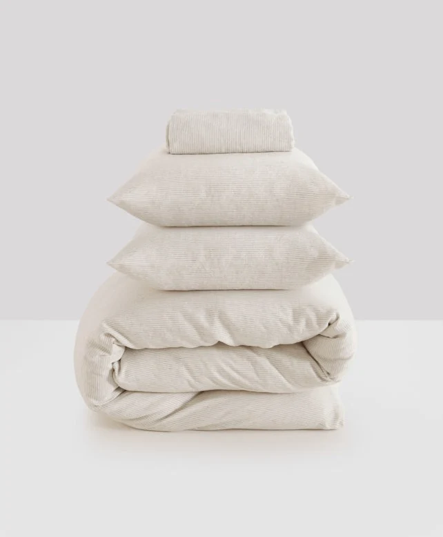Washed Linen Bed Set in Stripes