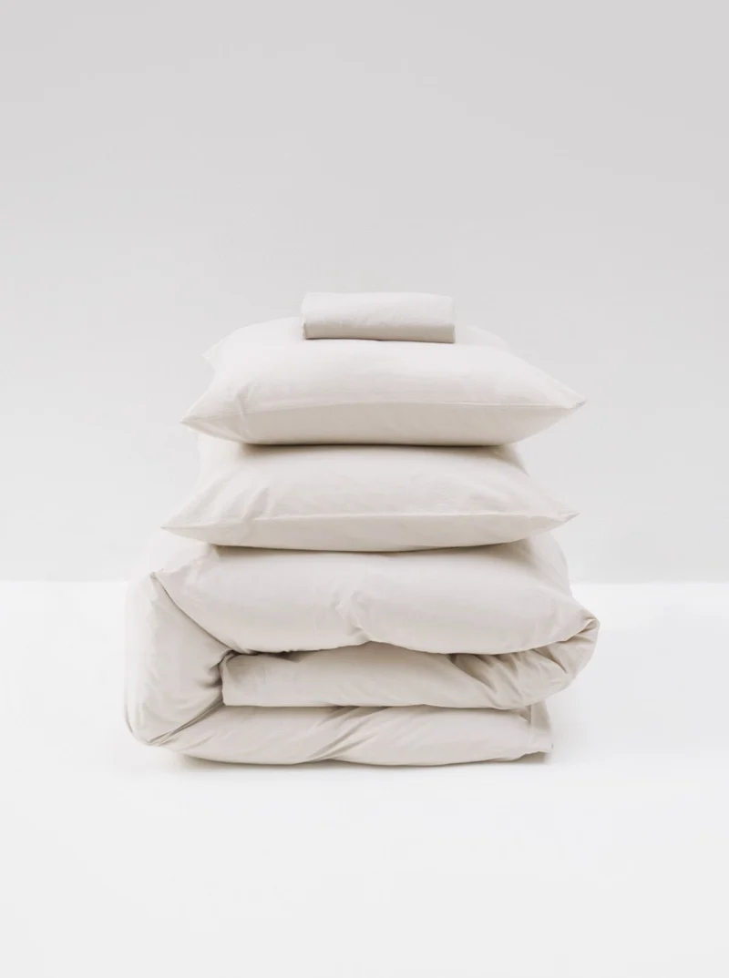 Washed Cotton Percale Bed Set in Sand