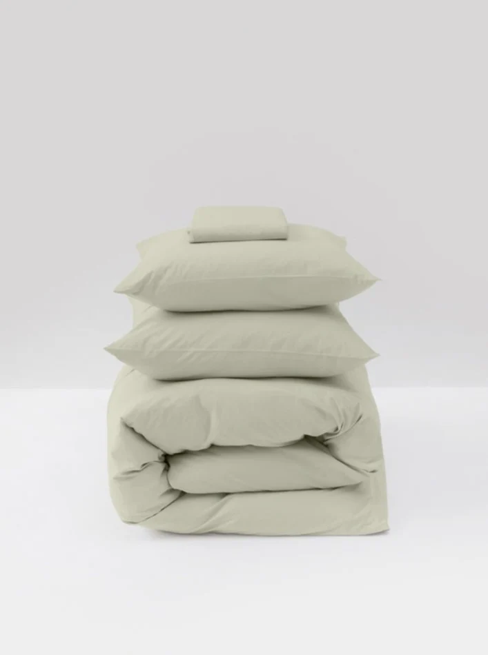 Washed Cotton Percale Bed Set in Sage