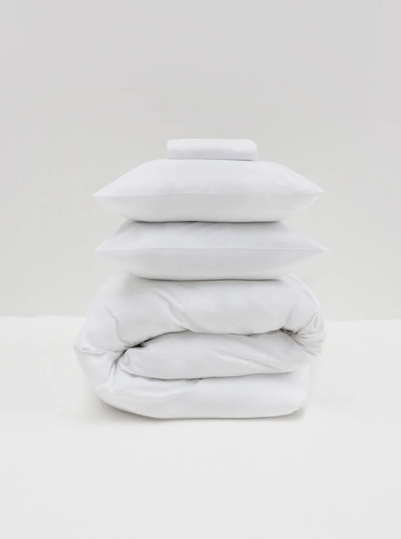 White Washed Cotton Percale Bed Set