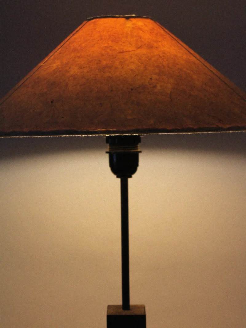 Vintage Mid-Century Swedish Wood And Iron Tall Table Lamp