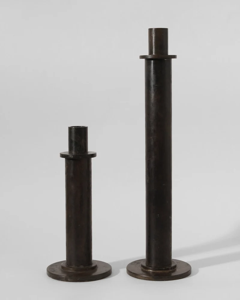 Pair of Brutalist Massive Iron Candle Holder, 1970s