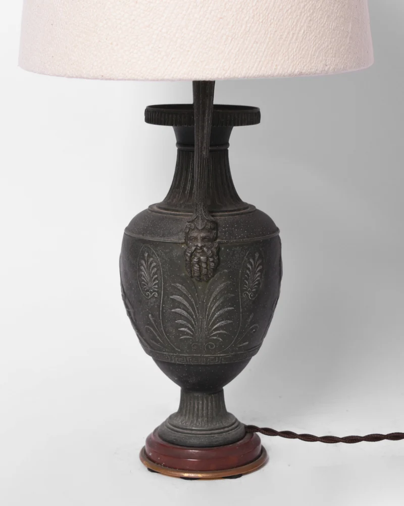 Vintage Neoclassical blackened iron Table Lamp, 1920s