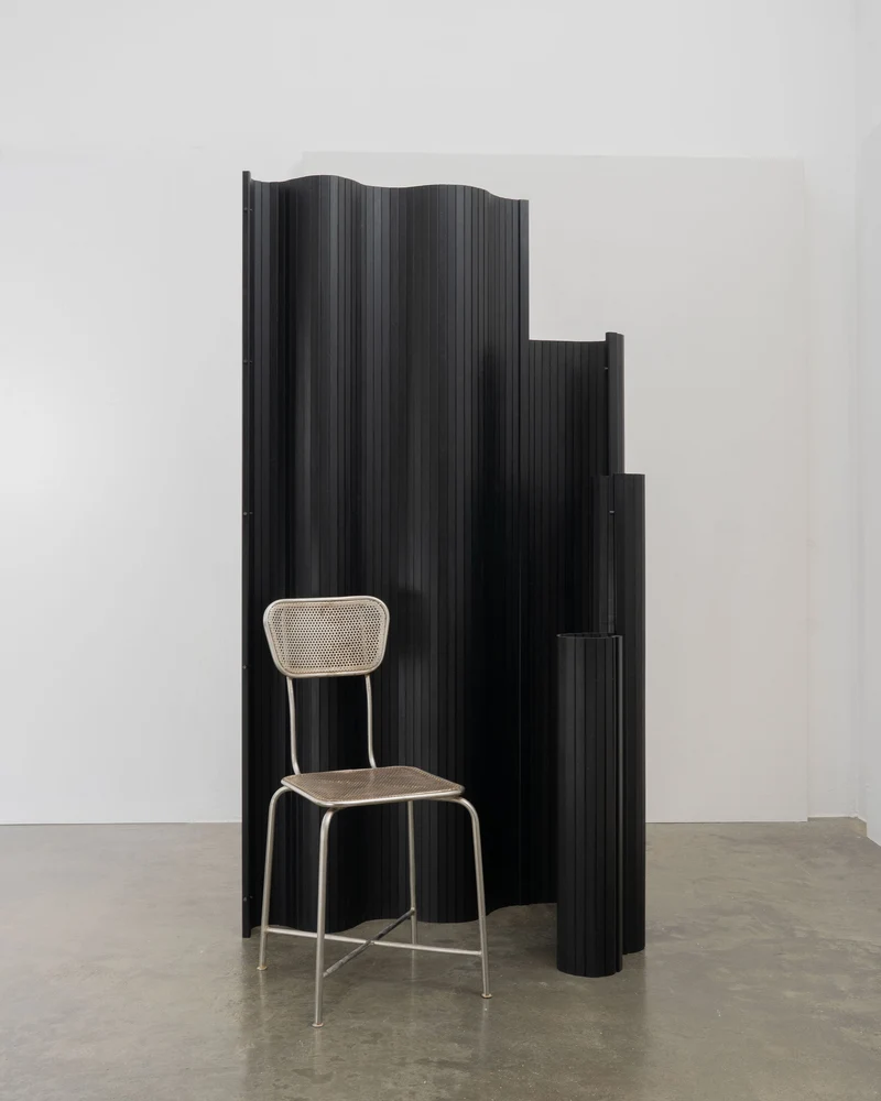 Sculptural Tambour Screen in Fumed Poplar