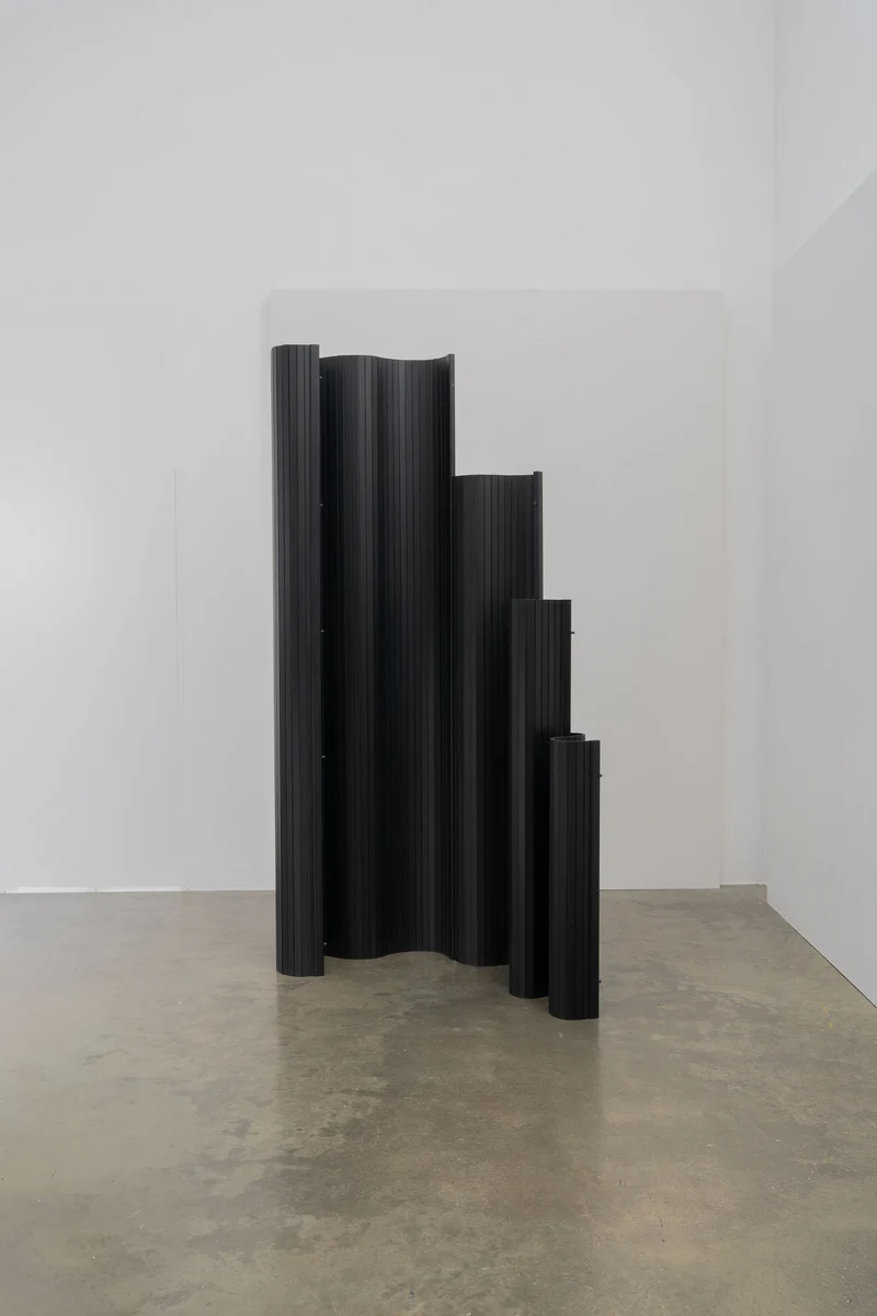 Sculptural Tambour Screen in Fumed Poplar