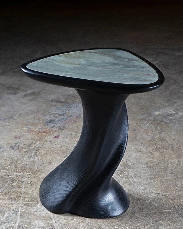 Abbi Side Table in Ebony Stain on Ash wood with Marble Top
