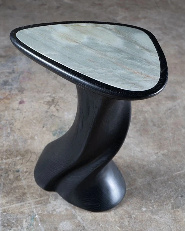 Abbi Side Table in Ebony Stain on Ash wood with Marble Top