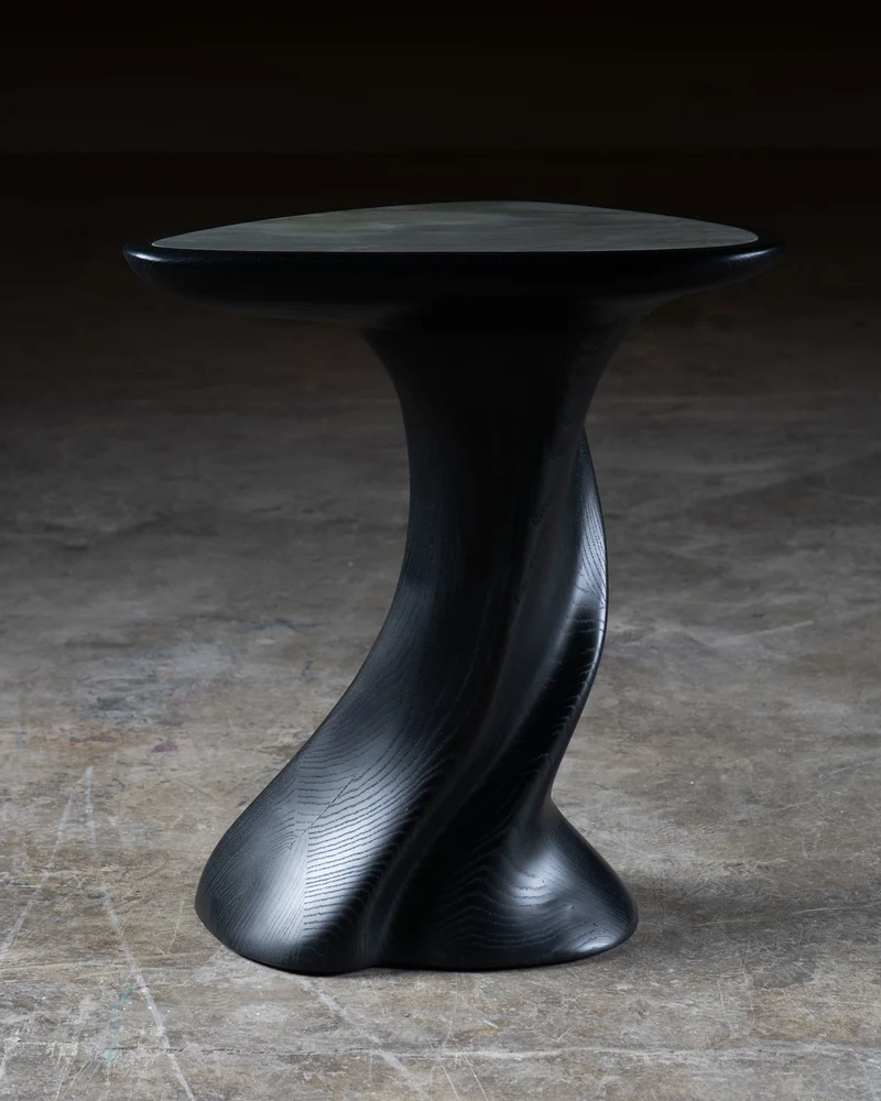 Abbi Side Table in Ebony Stain on Ash wood with Marble Top
