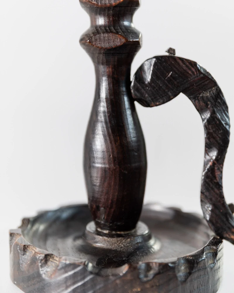 Vintage 1960s Wooden Candleholder