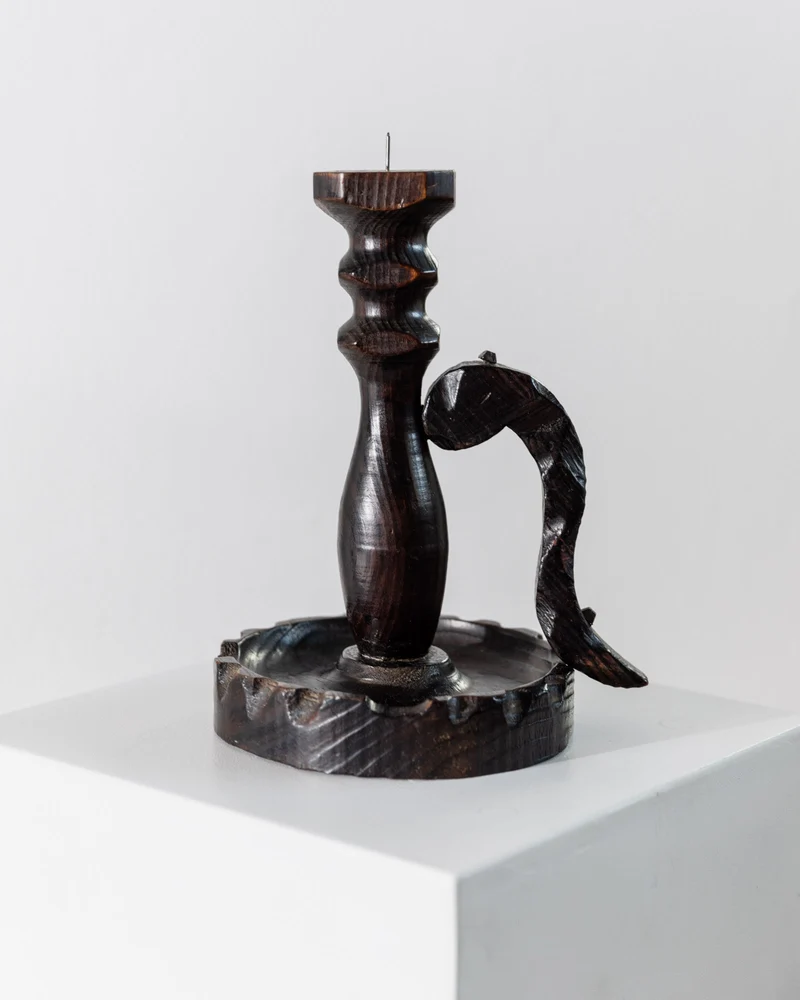 Vintage 1960s Wooden Candleholder