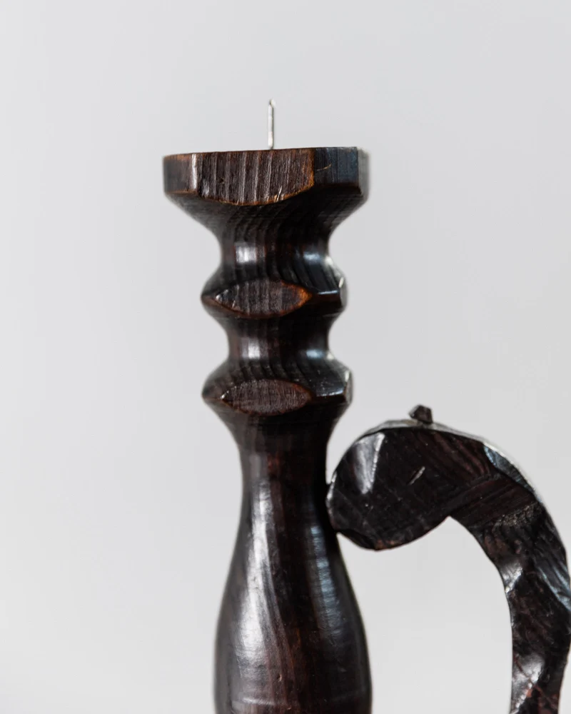Vintage 1960s Wooden Candleholder
