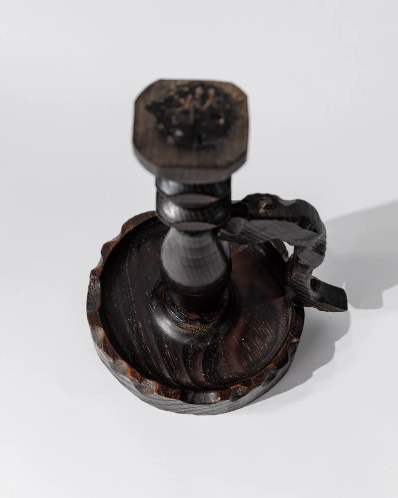 Vintage 1960s Wooden Candleholder