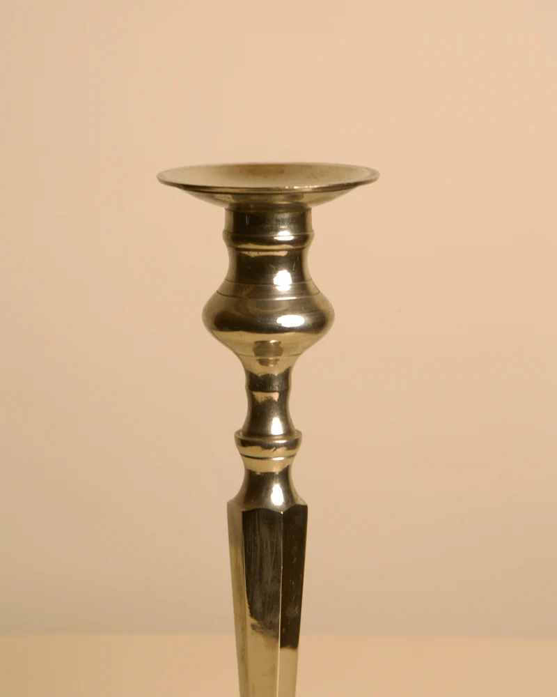 Large Italian "Column" Metal Candleholder, 1960s