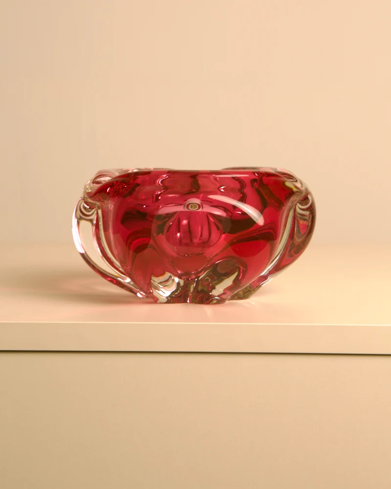 Dark Pink "Flower" Ashtray in Murano Glass 60's