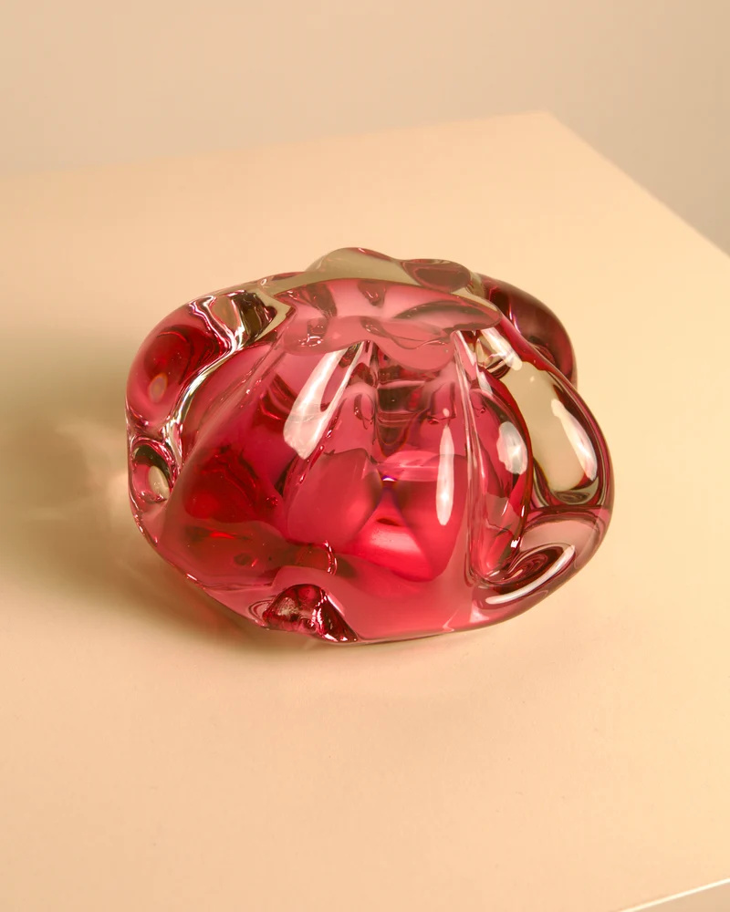 Dark Pink "Flower" Ashtray in Murano Glass 60's