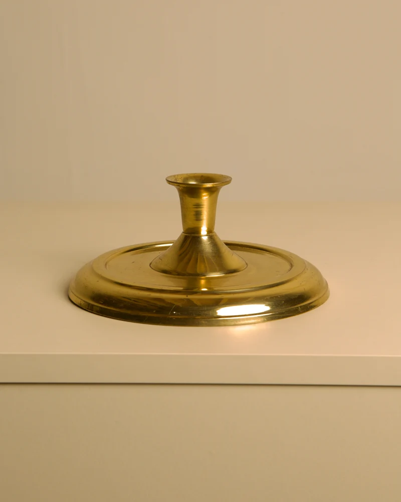 Circular Candleholder in Gold Metal 60's