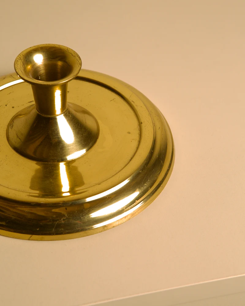 Circular Candleholder in Gold Metal 60's