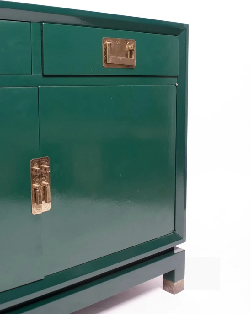 Chinese Style Green Lacquered Chest of Drawers, 1970s