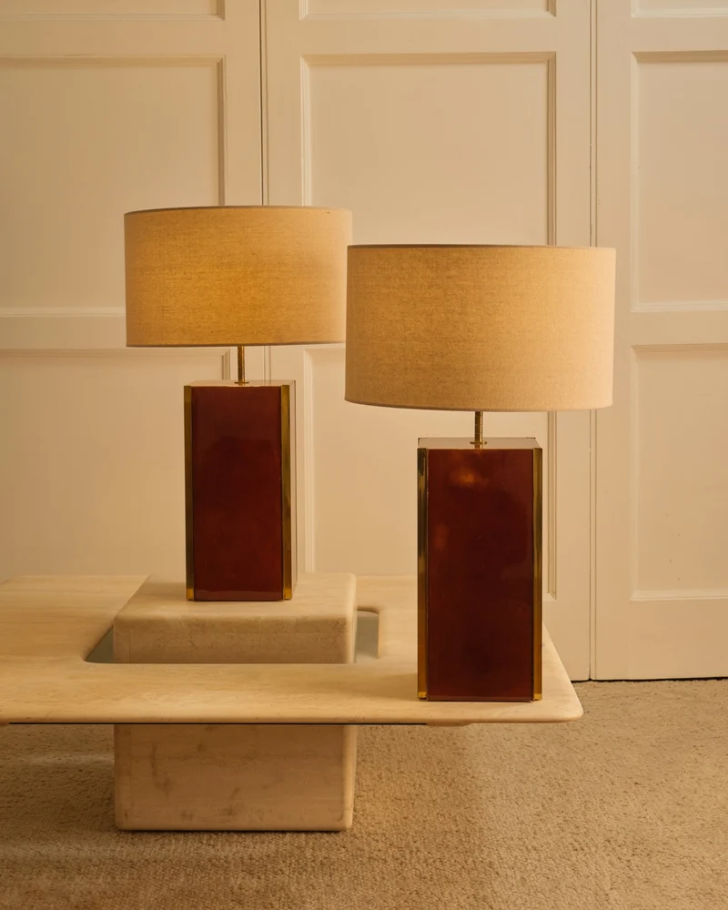 Vintage Pair of Brass table lamps - Italy 1970s