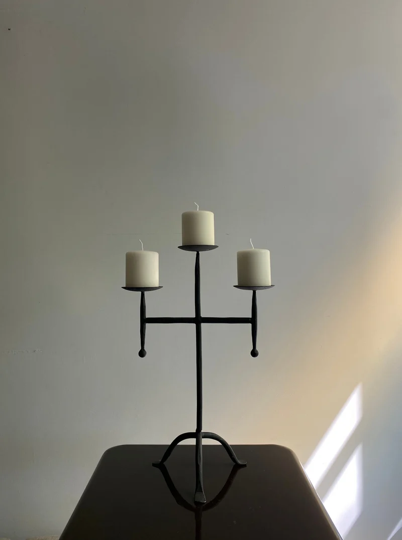 Vintage Postmodern Iron Candle Holder