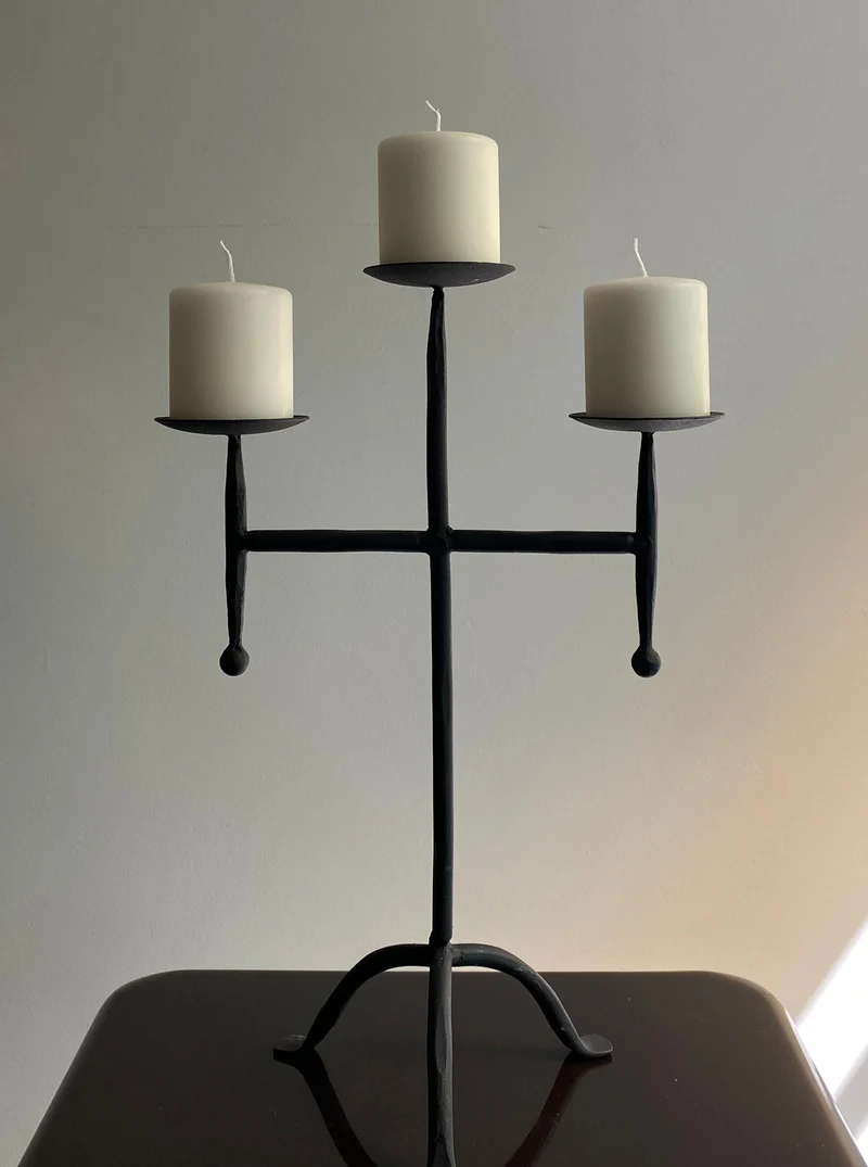Vintage Postmodern Iron Candle Holder