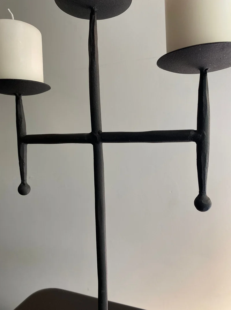 Vintage Postmodern Iron Candle Holder