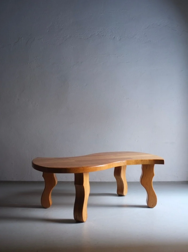 Brutalist Sculptural Oak Coffee Table 1970s