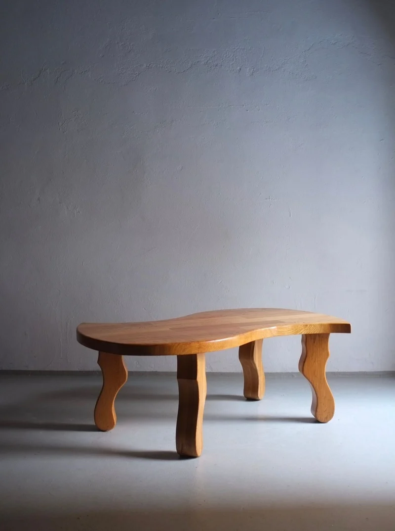 Brutalist Sculptural Oak Coffee Table 1970s