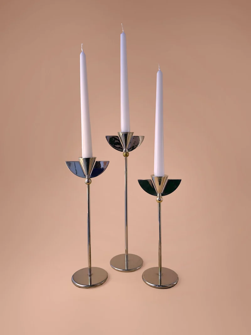 Italian Silver Art Deco Candleholders