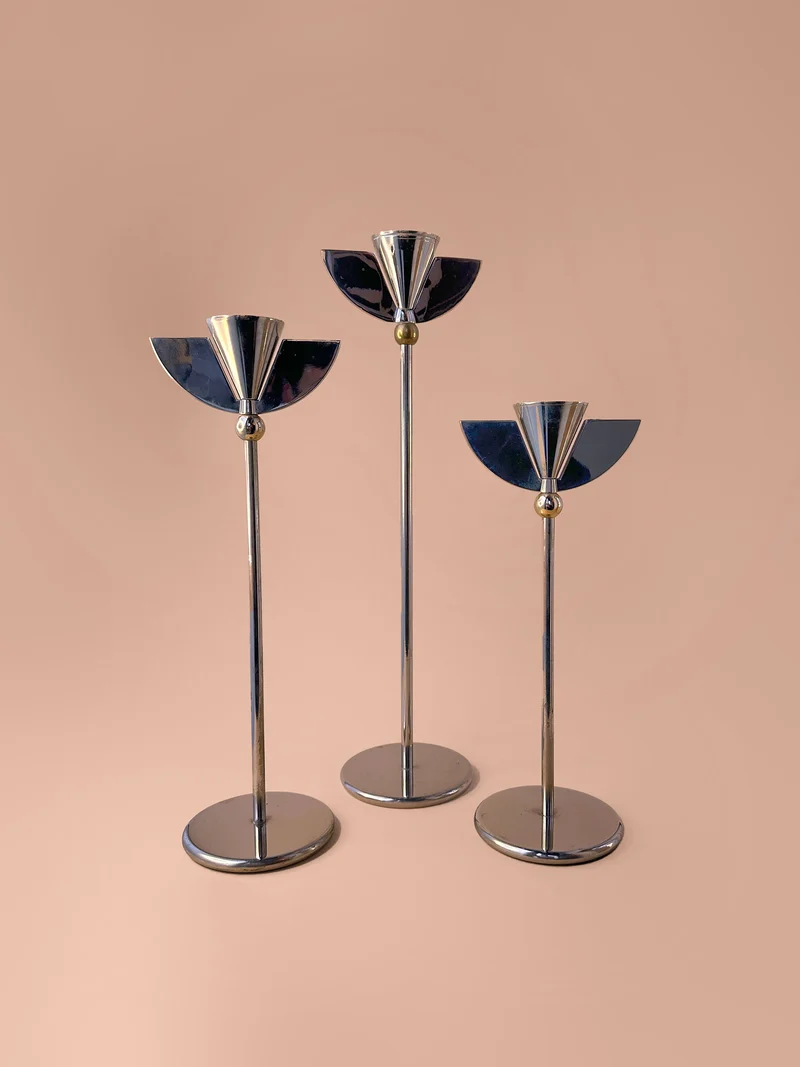 Italian Silver Art Deco Candleholders