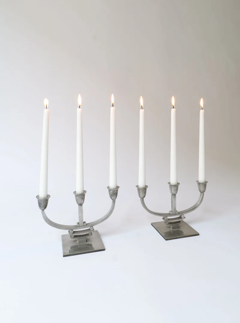 Deco Pewter Candle Holders 1930s