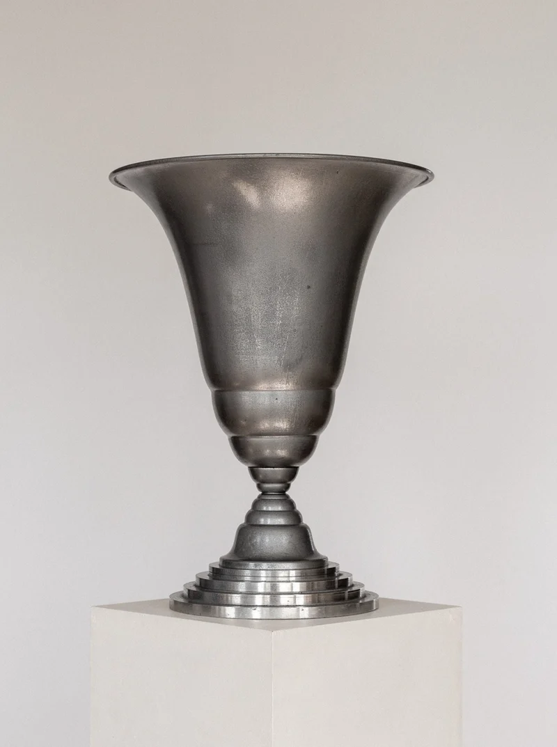 Vintage Art Deco Torchière Aluminium Table Lamp, France, 1930s