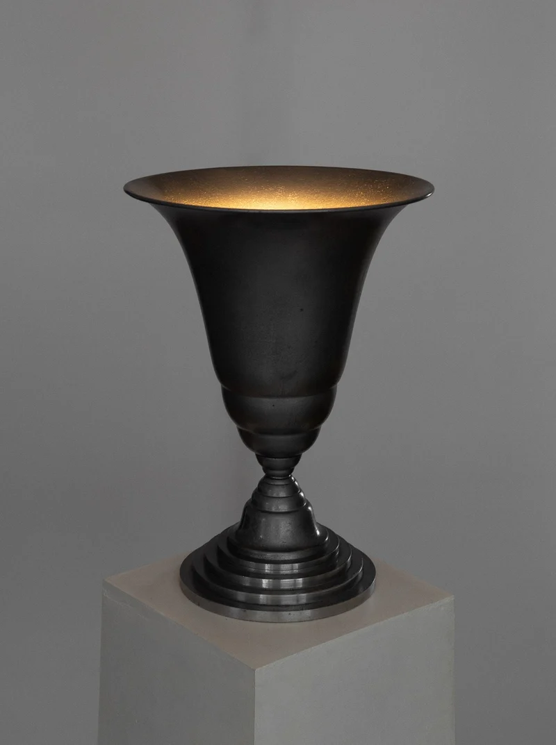 Vintage Art Deco Torchière Aluminium Table Lamp, France, 1930s