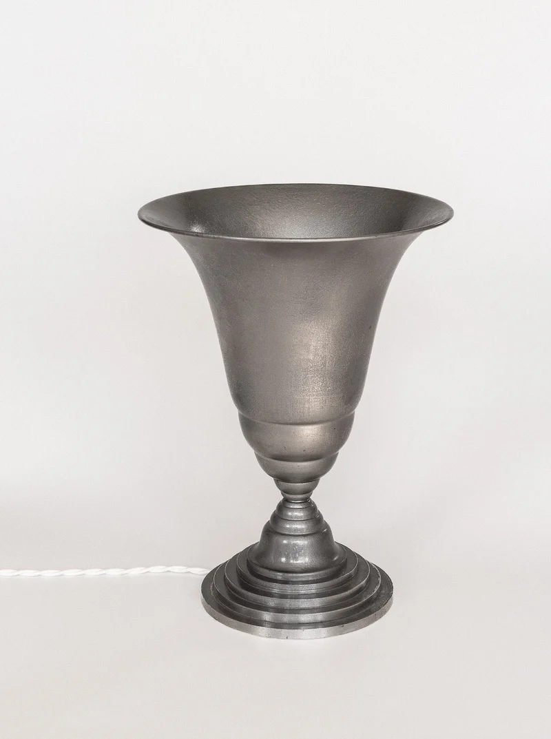 Vintage Art Deco Torchière Aluminium Table Lamp, France, 1930s